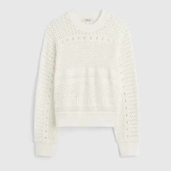 NWT Madewell XS Open-Stitch Cotton Pullover Sweater - Picture 6 of 14